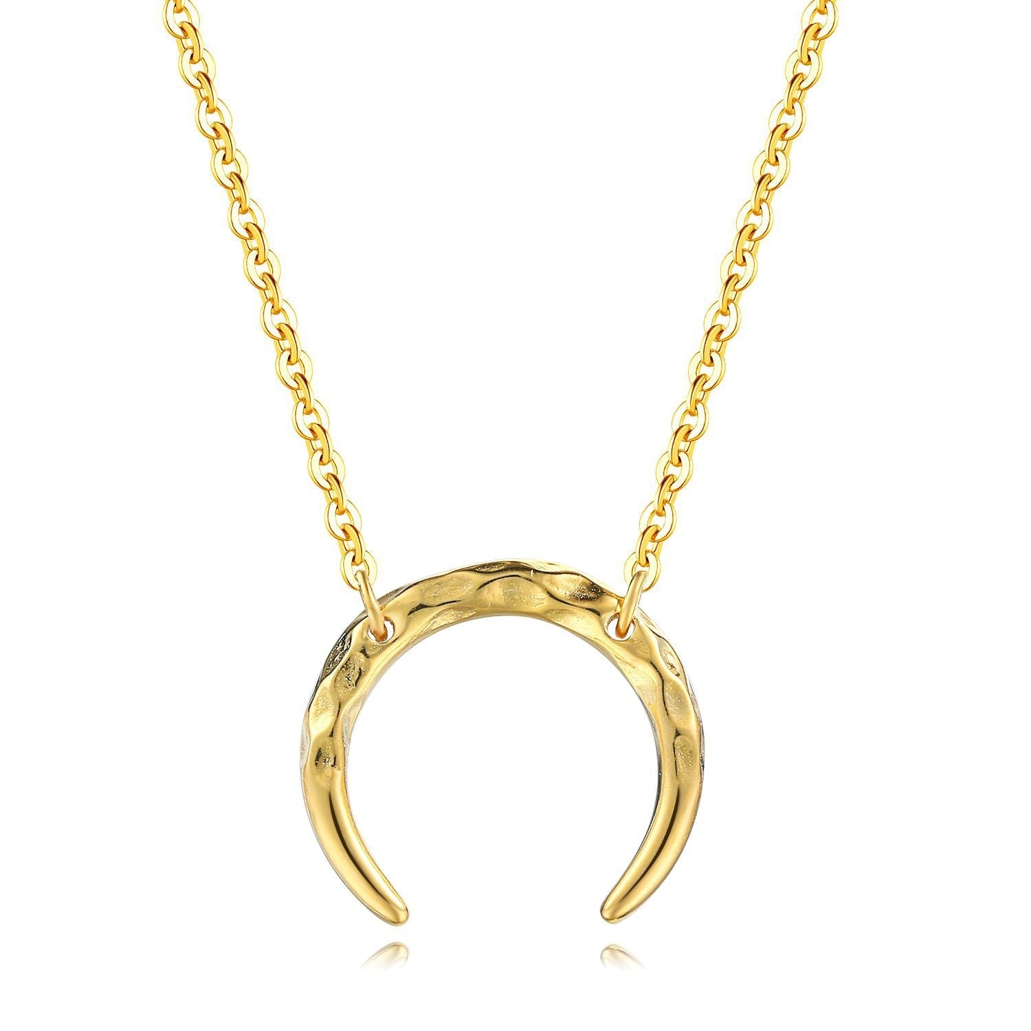 Simple Hammered crescent phase pendant necklaceAccessoriesCJZBLXLX18410-Gold