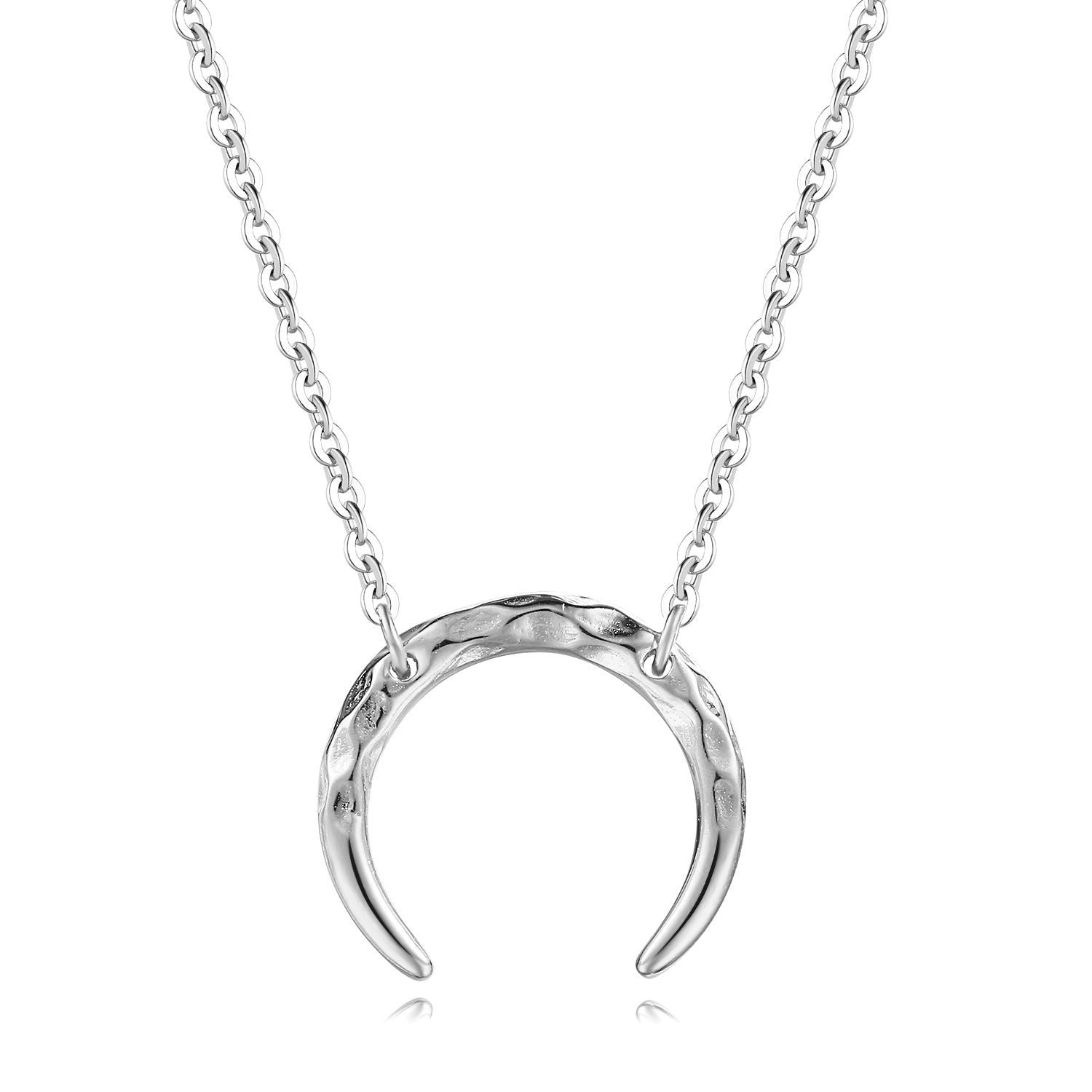 Simple Hammered crescent phase pendant necklaceAccessoriesCJZBLXLX18410-Platinum