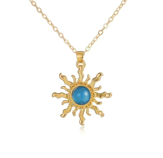 Sun Pendant Necklace in BlueNecklace
