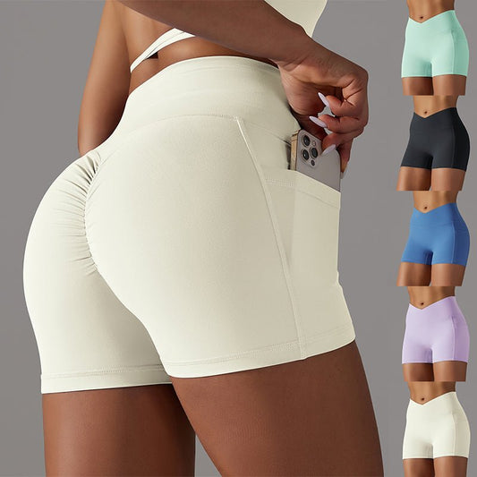 Yoga Shorts With Phone Pocket Design Fitness Sports Pants For Women ClothingClothingCJYD197298201AZ